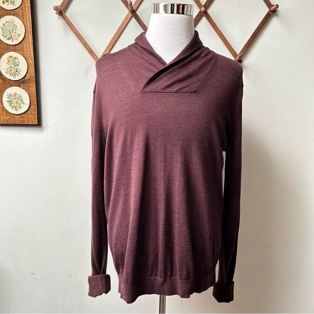 Armani Exchange Merino Wool Shawl Neck Pullover Sweater